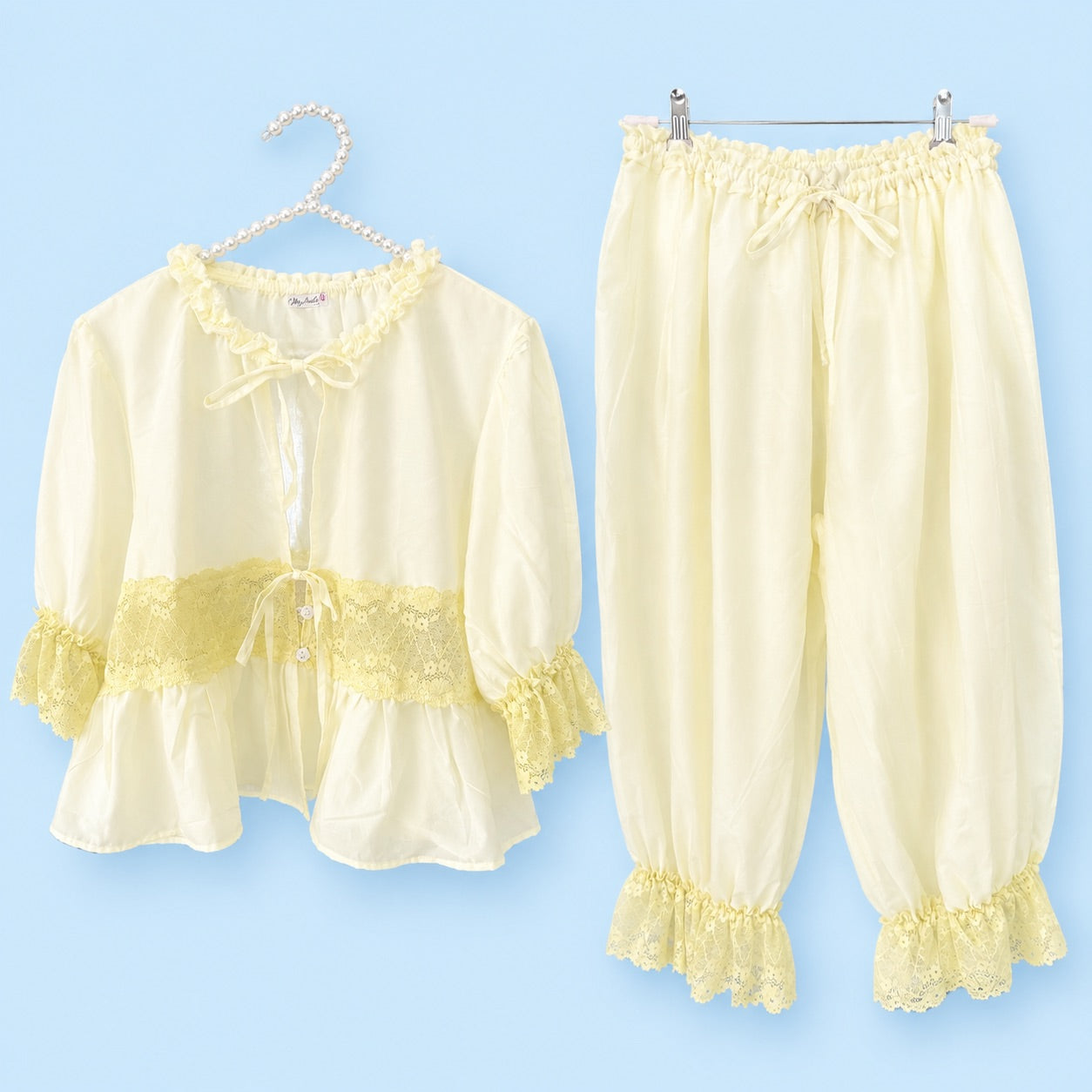 100% Pure Cotton Lace pajama Set "Madelyn"