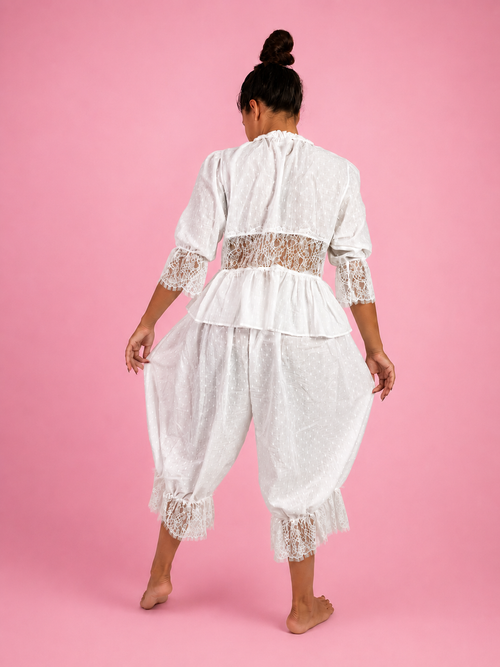 100% Pure Cotton Lace pajama Set "Madelyn"